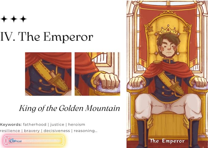 Lá IV The Emperor Bộ Bài Land of Stories Tarot - Land of Stories Tarot: Cánh Cổng Đến Thế Giới Cổ Tích Lá IV The Emperor Bộ Bài Land of Stories Tarot