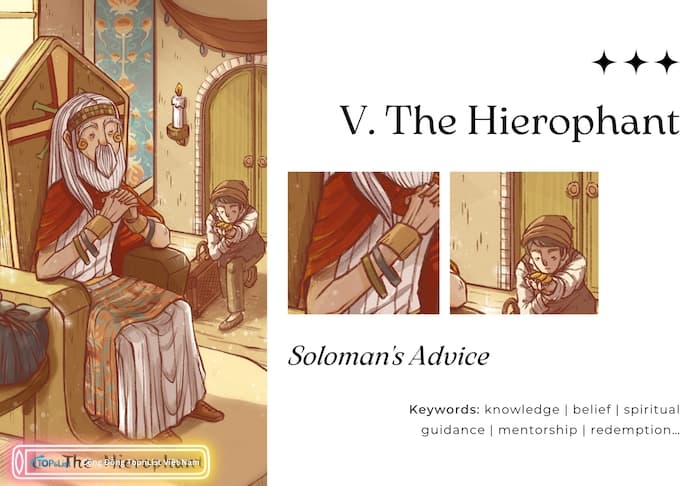 Lá V The Hierophant Bộ Bài Land of Stories Tarot - Land of Stories Tarot: Cánh Cổng Đến Thế Giới Cổ Tích Lá V The Hierophant Bộ Bài Land of Stories Tarot
