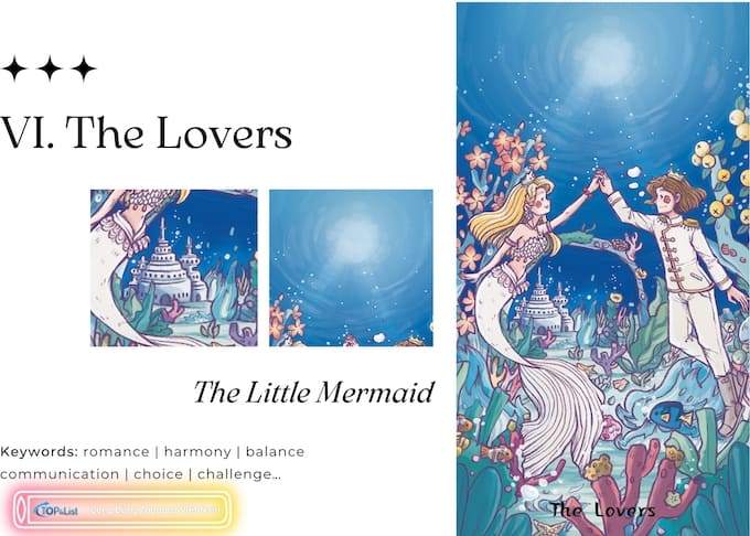 Lá VI The Lovers Bộ Bài Land of Stories Tarot - Land of Stories Tarot: Cánh Cổng Đến Thế Giới Cổ Tích Lá VI The Lovers Bộ Bài Land of Stories Tarot