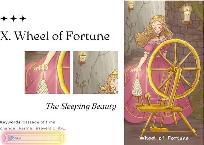 Lá X Wheel Of Fortune Bộ Bài Land of Stories Tarot - Land of Stories Tarot: Cánh Cổng Đến Thế Giới Cổ Tích Lá X Wheel Of Fortune Bộ Bài Land of Stories Tarot