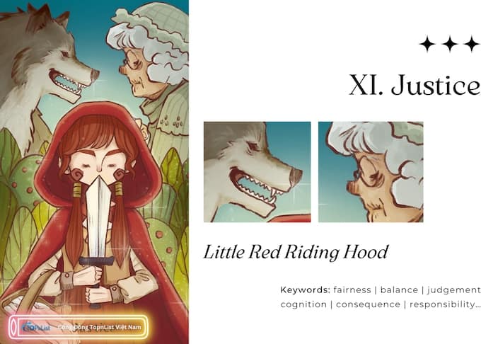 Lá XI Justice Bộ Bài Land of Stories Tarot - Land of Stories Tarot: Cánh Cổng Đến Thế Giới Cổ Tích Lá XI Justice Bộ Bài Land of Stories Tarot