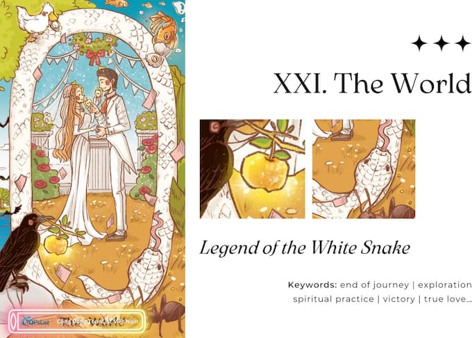 Lá XXI The world Bộ Bài Land of Stories Tarot - Land of Stories Tarot: Cánh Cổng Đến Thế Giới Cổ Tích Lá XXI The world Bộ Bài Land of Stories Tarot